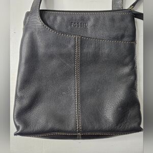 Fossil Small Black Leather Crossbody Bag